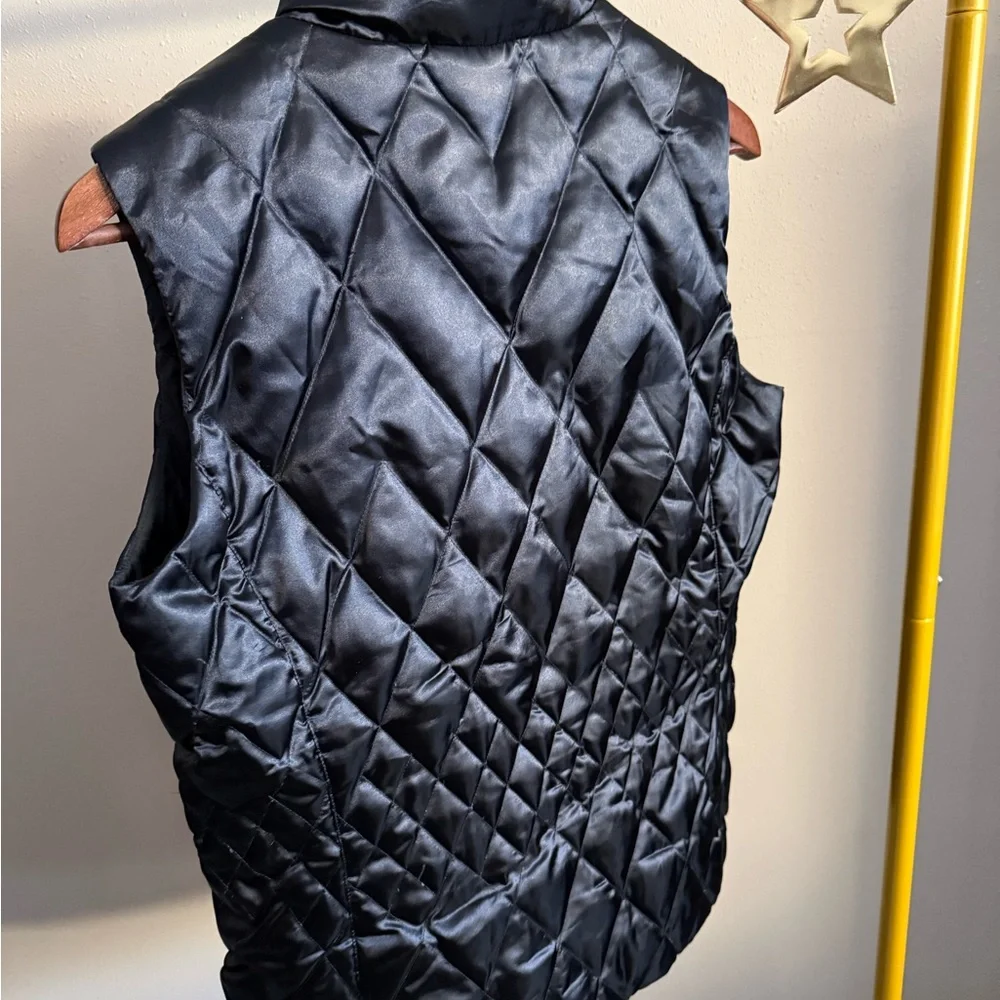 Lands’ End Black Quilted Puffer Vest Lightweight Zip Front Small - Picture 3 of 6